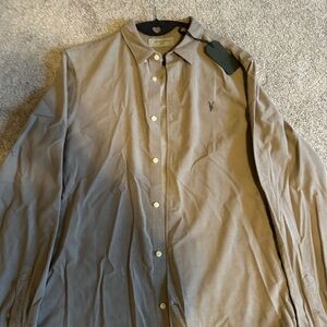 All Saints Tan Lightweight Jacket with Collared Design and Relaxed Fit